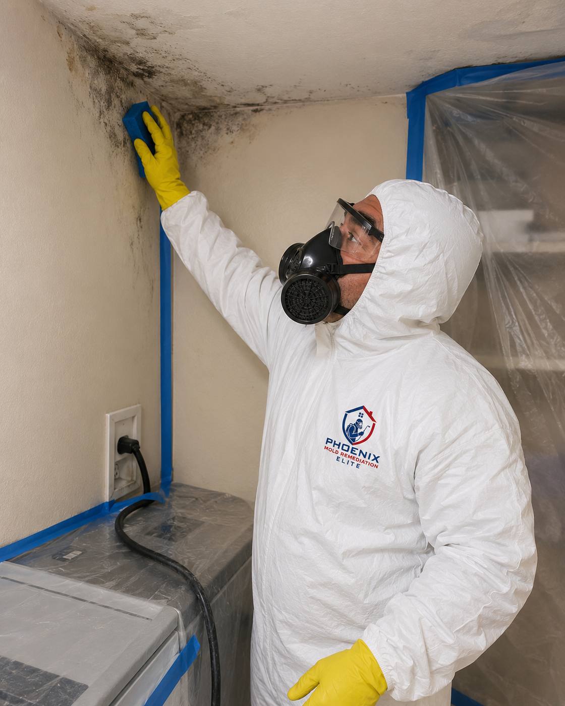Ceiling water stain and mold inspected from below